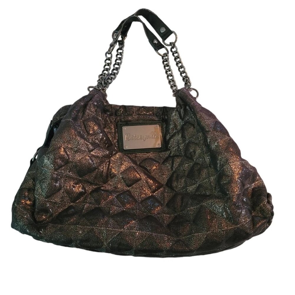Large Betsey Johnson Metallic Quilted Purse, Bag
